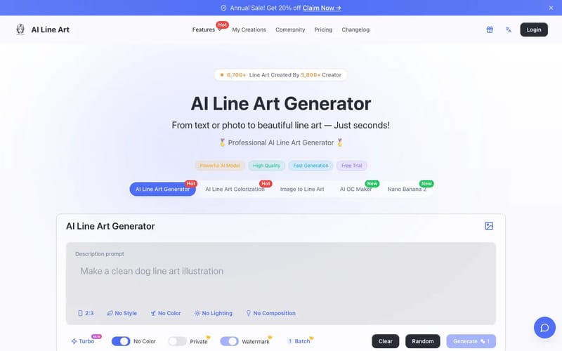 AI Line Art Generator - Create Line Art Drawing For Free