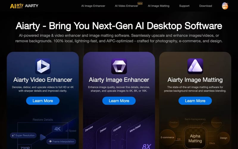 Aiarty: Next-Gen AI Image/Video Enhancer & Precision Matting