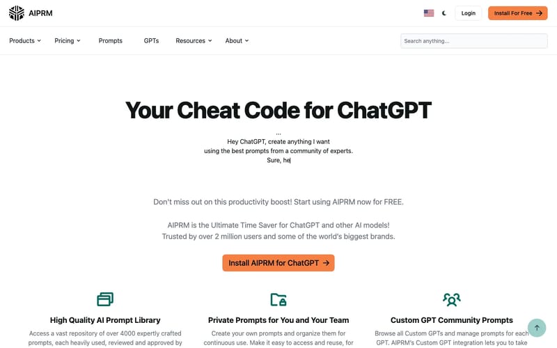 AIPRM: Your Cheat Code for ChatGPT · AIPRM