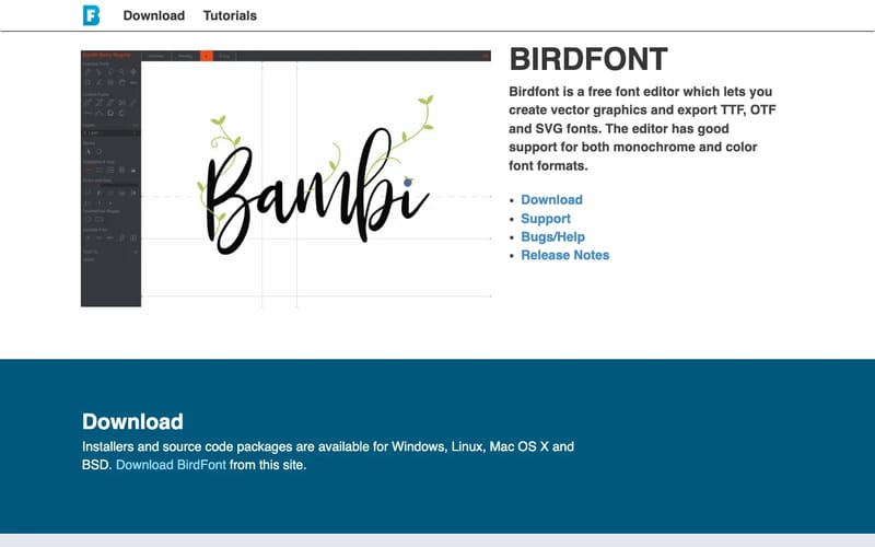 Birdfont – A free font editor for TTF, OTF and SVG fonts