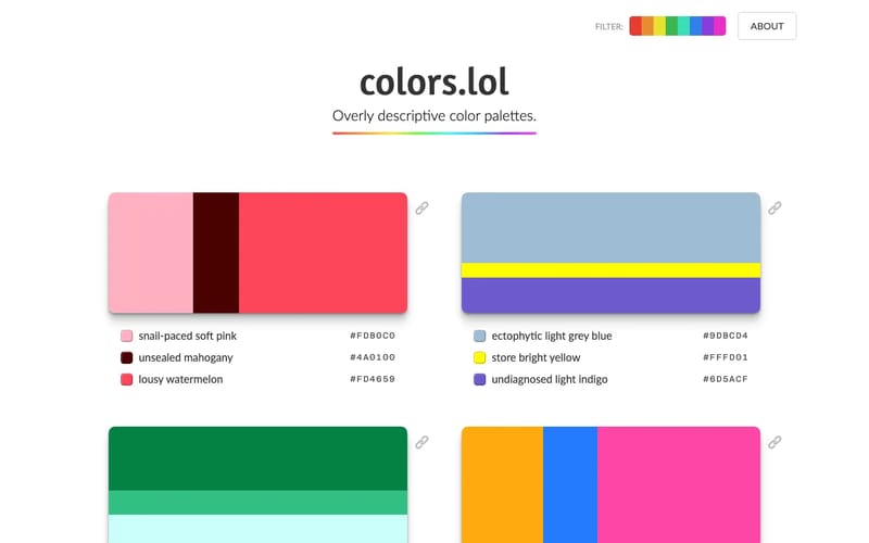 colors.lol - Overly descriptive color palettes