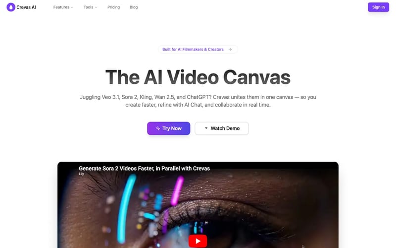 Crevas AI - AI Video Creation Canvas with Veo 3 & more
