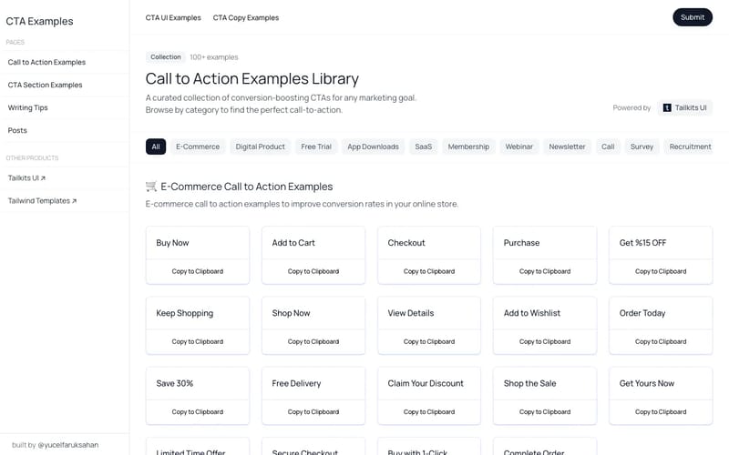 CTA Examples Library – 100+ Call to Action Examples