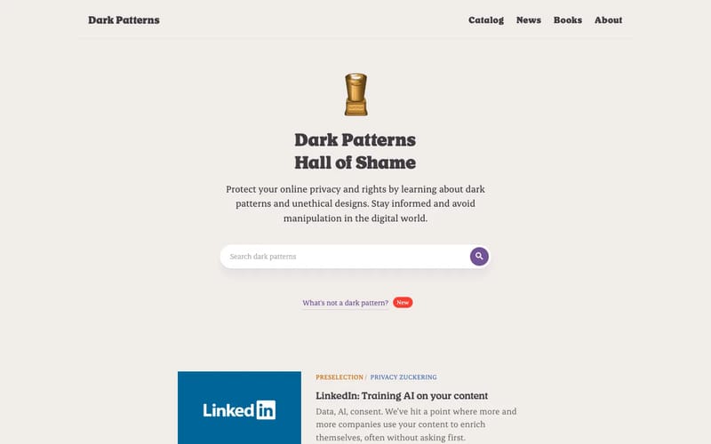 Dark Patterns Hall of Shame