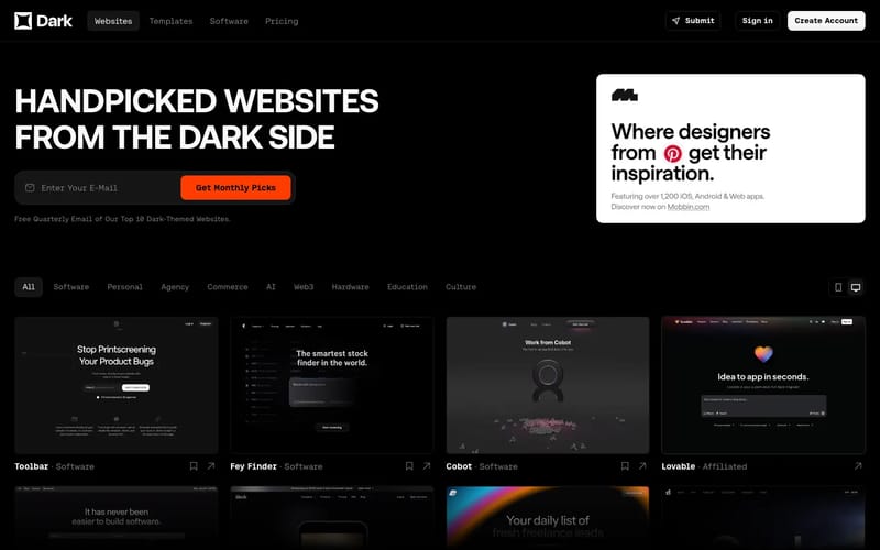 Dark Themed Web Design Inspiration