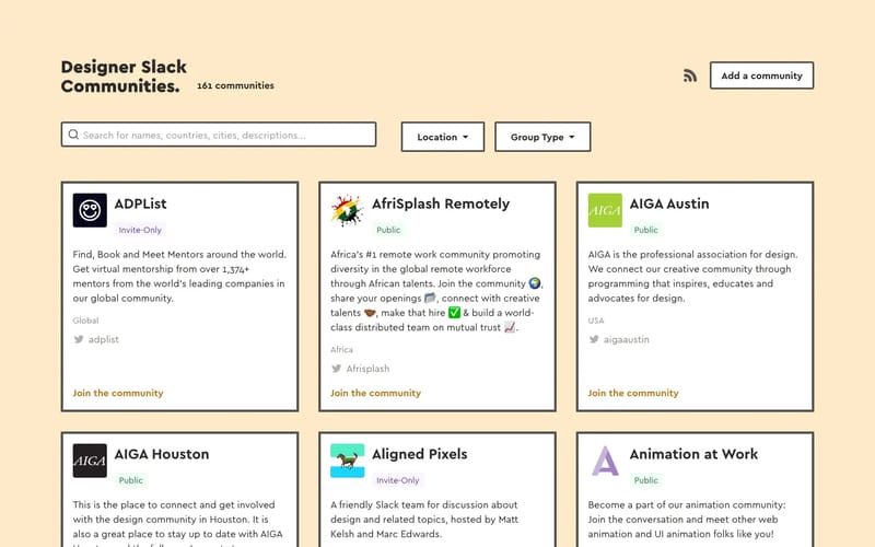 Designer Slack Communities — A collection of Slack communities for designers