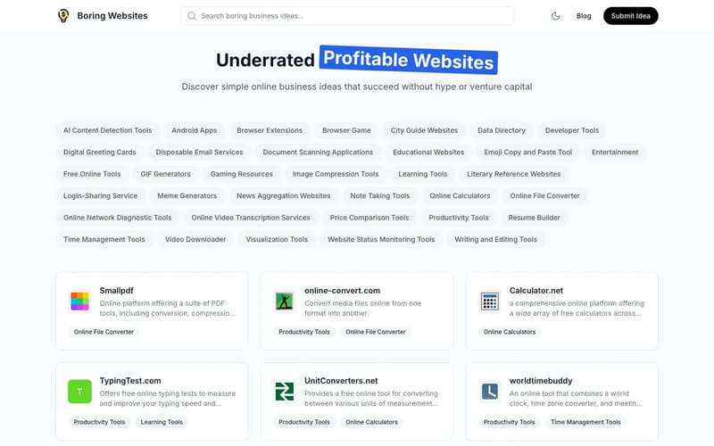 Directory of Boring Websites