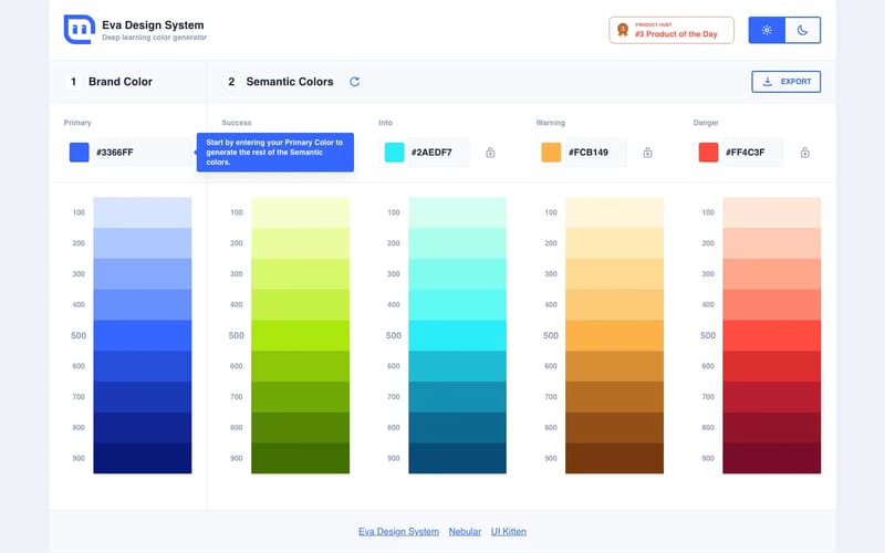 Eva Design System: Deep learning color generator