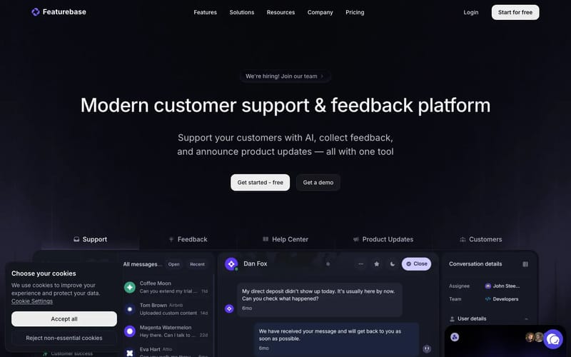 Featurebase – Modern Support & Feedback Platform