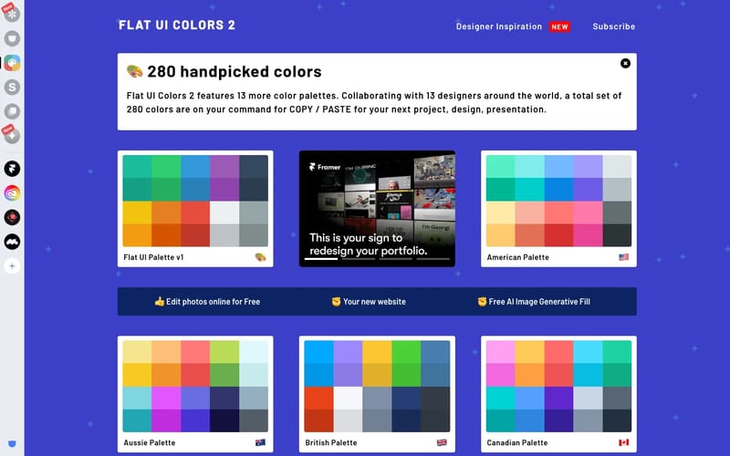 Flat UI Colors 2 - 14 Color Palettes, 280 colors 🎨