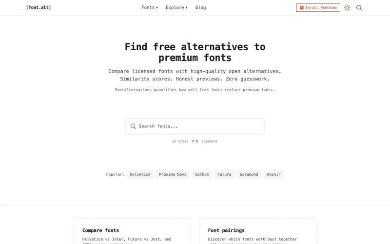 FontAlternatives - Free Alternatives to Premium Fonts