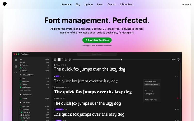 FontBase — a Free, Beautiful, and Fast Font Manager