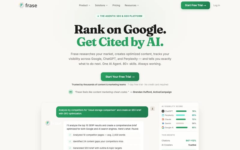 Frase — The Agentic SEO & GEO Platform | Rank on Google. Get Cited by AI.