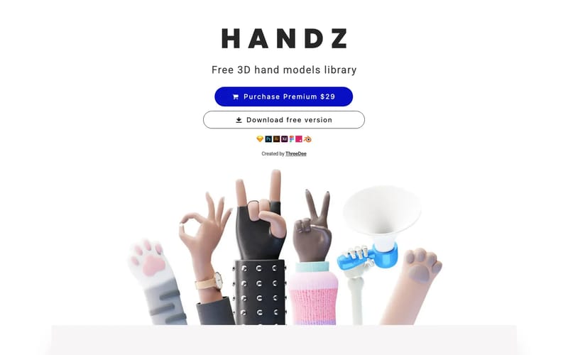 Free 3D hand models illustrations | HANDZ
