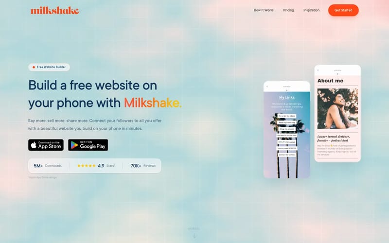 Free Website Builder for Creators — Milkshake