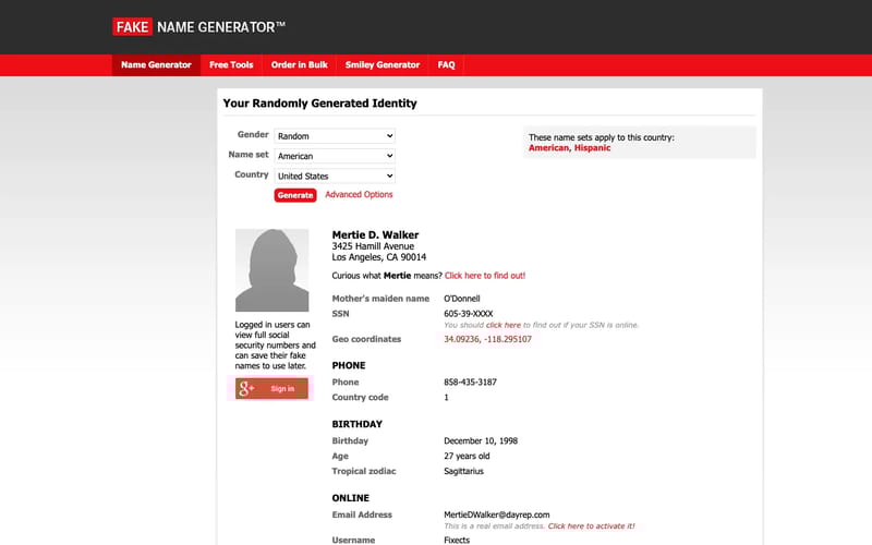 Generate a Random Name - Fake Name Generator