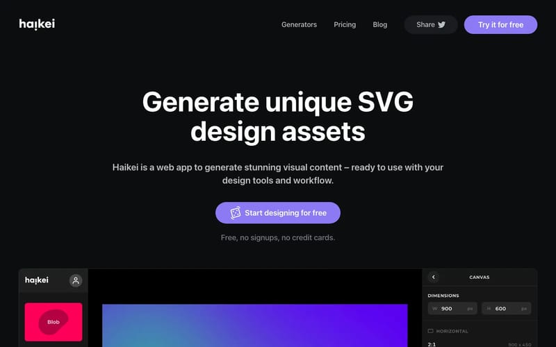 Generate unique SVG design assets | Haikei