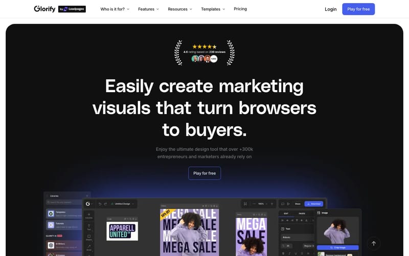 Glorify - Online Graphic Design Tool for E-com Business Owners