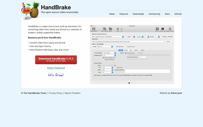 HandBrake: Open Source Video Transcoder