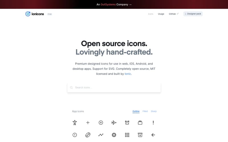 Ionicons: Premium Open Source Icon Pack for Ionic Framework