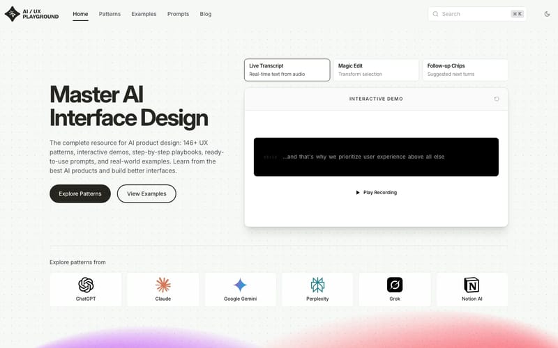 Learn AI Design - AI UX Design Patterns & Best Practices | 141+ Production-Ready Patterns