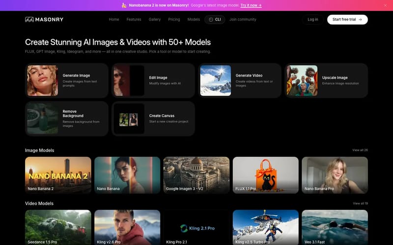 Masonry - Create Stunning AI Images & Videos with 50+ Models