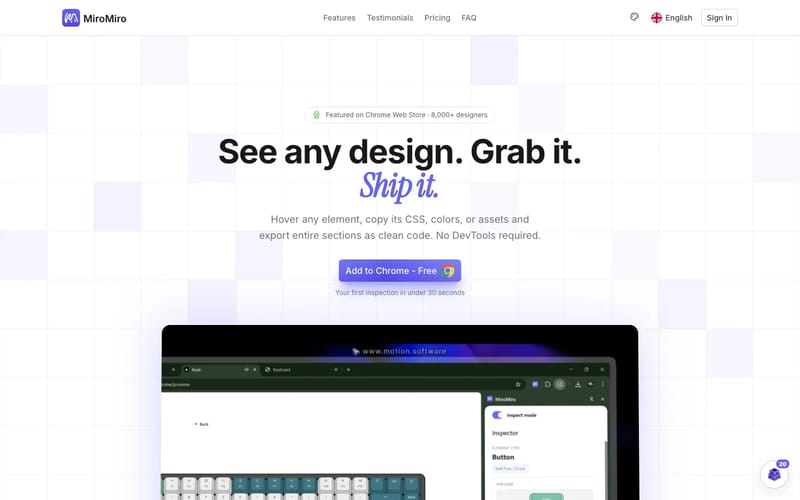 MiroMiro - Inspect Any Website & Export to Code