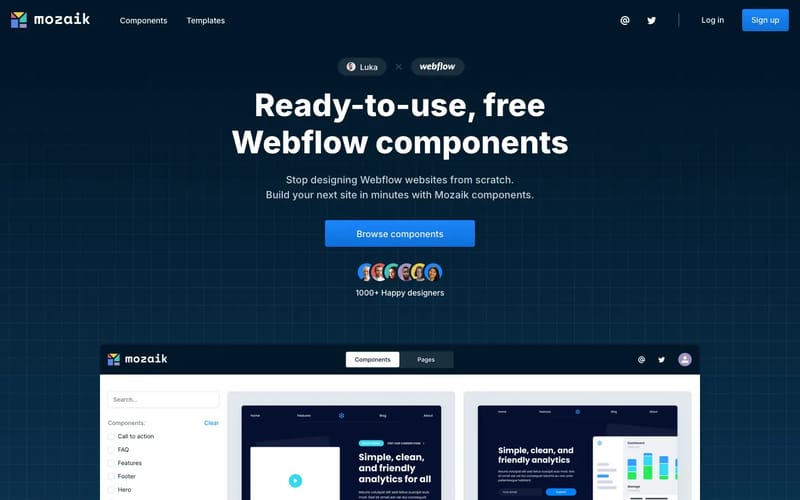 Mozaik | Ready-to-use, free Webflow components