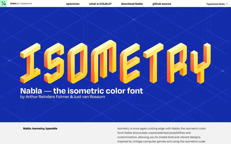 Nabla — the isometric color font by Arthur Reinders Folmer & Just van Rossum