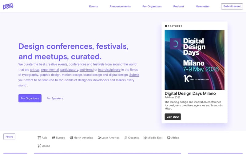 Neon Moiré, the best design conferences in 2026 and 2027