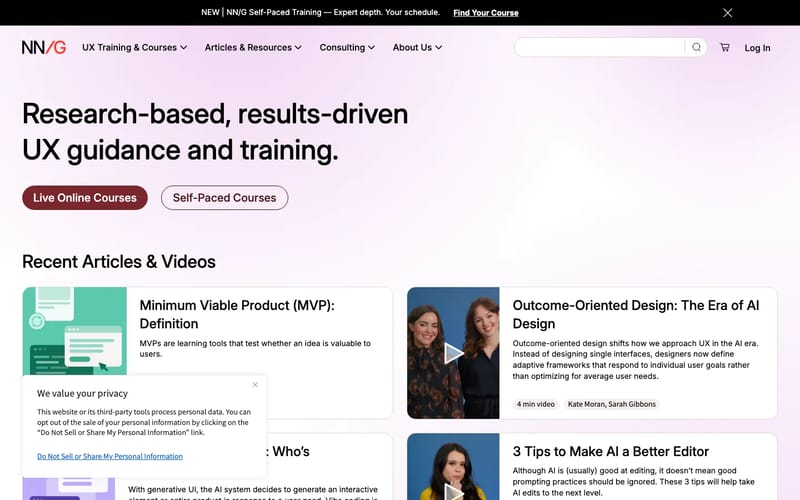 Nielsen Norman Group: UX Training, Consulting, & Research - NN/G
