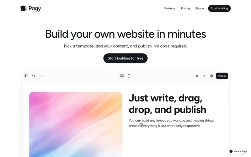 Pagy – Free website builder