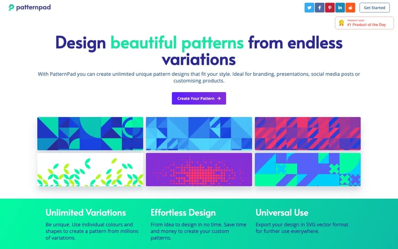 PatternPad - Create beautiful patterns for presentations, social media or branding.
