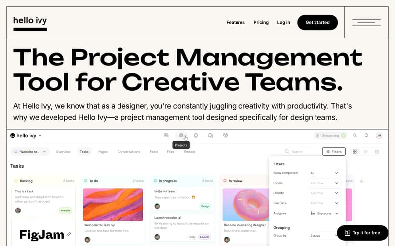 Project management exclusively created for design agencies and teams - Hello Ivy